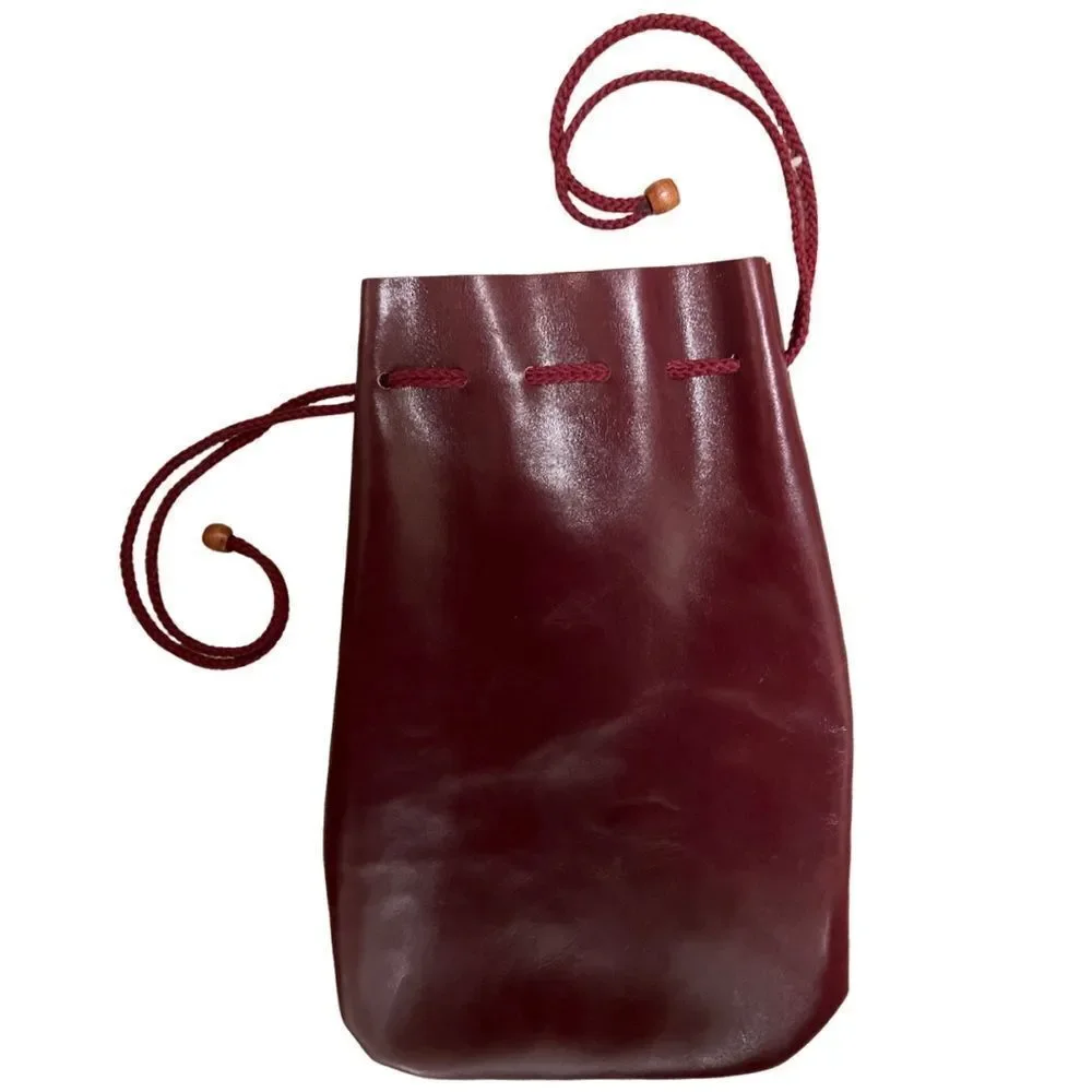 Vintage Rare Gucci Burgundy Red Leather Drawstring Pouch